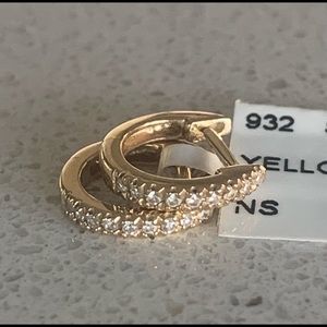 Saks Fifth Avenue 14K Gold & Diamond Huggie Hoop Earrings